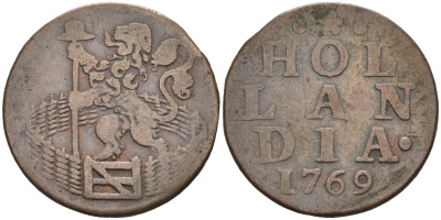 Голландия (Holland), Нидерланды 1 дуит 1769 KM 80 медь 259-452