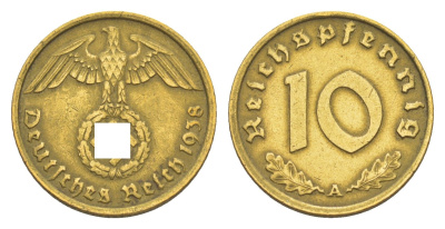 Германия 10 рейхспфеннигов 1938 A KM 92, J. 364 алюминиевая бронза 4164-1049