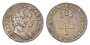 Англия 4 пенса 1689 Maundy, Вильгельм III и Мария II (1688-1694) KM 471.1, Spink 3439 серебро 00-801-15