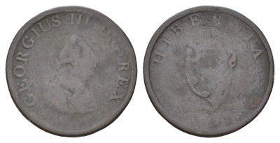 Ирландия 1/2 пенни 1805 Георг III (1760-1820), год-тип KM 147 медь 4675-442
