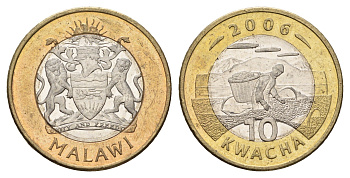 Малави 10 квач 2006 год-тип KM 58 биметалл UNC 4661-214
