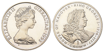 Гибралтар 1 крона 1993 Ганноверская династия - Король Георг I KM 133 медно-никель BU 11-102-14