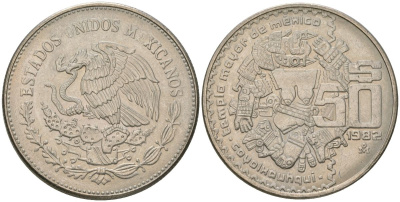 Мексика 50 песо 1982 M KM 490 медно-никель 4607-511
