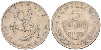 Австрия 5 шиллингов 1971 KM 2889a медно-никель 4116-947