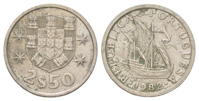 Португалия 2,5 эскудо 1982 KM 590 медно-никель 4627-918