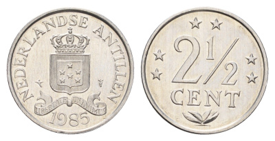 Нидерландские Антильские острова (Нидерландские Антилы) 2 1/2 цента 1985 Беатрикс (1980-2013) KM 9a алюминий UNC 4675-853