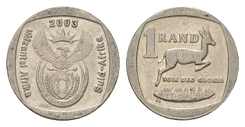 ЮАР 1 ранд 2003 KM 332 медь плакированная никелем 4627-366
