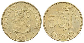 Финляндия 50 пенни 1981 KM 48 алюминиевая бронза aUNC 4628-1046