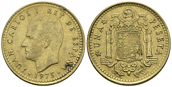 Испания 1 песета 1975 (78) Хуан Карлос I (1975-2014) KM 806 алюминиевая бронза 85-713