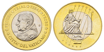Ватикан европробник - 1 евро 2006 диаметр 32,5 мм, вес 21 гр биметалл PROOF 4537-1225