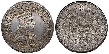 Австрия, Священная Римская империя 2 талера 1654 Эрцгерцог Фердинанд Карл (1632-1662) Dav. 3365 серебро 10-002-60