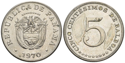 Панама 5 сентесимо 1970  KM 23.2 медно-никель    85-433