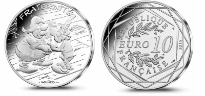 Франция 10 евро 2015 серия Астерикс и свобода, Астерикс и швейцарец, в оригинальном буклете KM NEW серебро UNC 1-4-3-14