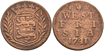 Западная Фризия (West Frisia), Нидерланды 1 дуит 1741 KM 125 медь 4577-211
