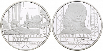 НИДЕРЛАНДЫ МЕДАЛЬ КАРЕЛ ФАБРИЦИУС (1622-1654), КАРТИНА ВИД ДЕЛФТА 1652 ГОД, ДИАМЕТР 30 мм., ВЕС 9,42 гр. медно-никель 1087-2-32