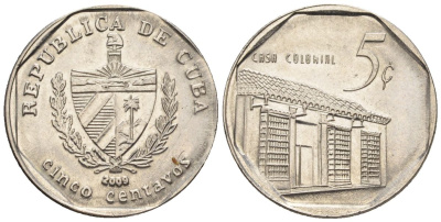 Куба 5 сентаво 2009 KM 575.2, Schoen 713, JMA MC19 сталь плакированная никелем 4115-1022