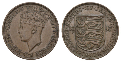 Джерси 1/12 шиллинга 1947 Георг VI (1936-1952) KM 18 бронза 4593-531