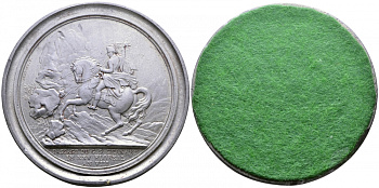 ФРАНЦИЯ МЕДАЛЬ ND БИТВА ПРИ МАРЕНГО И ПЕРЕХОД НАПОЛЕОНА ПО СЕН-БЕРНАРДСКОМУ ПЕРЕВАЛУ 25 ФЛОРЕАЛЯ 8 ГОДА РЕВОЛЮЦИИ, ОДНОСТОРОННИЙ ОТТИСК, ДИАМЕТР 66,5 ММ., ВЕС 76,1 ГР. цинк 00-00