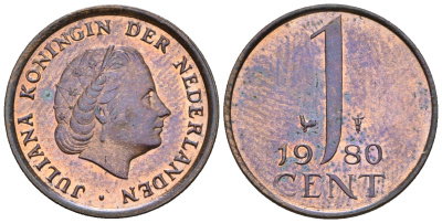 Нидерланды 1 цент 1980 Юлиана (1949-1980) KM 180 бронза UNC 220-517