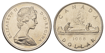 Канада 1 доллар 1968 KM 76.1 никель UNC 4667-631