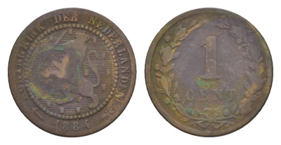 Нидерланды 1 цент 1884 Виллем III (1849-1890) KM 107 бронза 71-1038