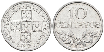 Португалия 10 сентаво 1971 KM 594 алюминий 4564-911