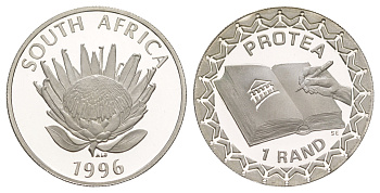 ЮАР 1 ранд 1996 Конституция Южно-Африканской Республики, тираж 2.931 экземпляров KM 169 серебро PROOF 1091-6-23