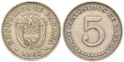 Панама 5 сентесимо 1962 KM 23.2 медно-никель 60-1256
