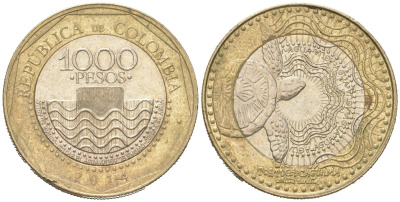 Колумбия 1000 песо 2014 KM 299 биметалл 4176-852