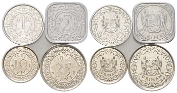 Суринам годовой набор из 4 монет (1, 5, 10 и 25 центов) 1982 KM 11a, 12a, 13 и 14 UNC 4625-241-244