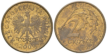 Польша 2 гроша 2009 MW Y 277 марганец латунь aUNC 4618-257