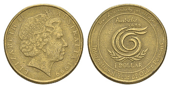 Австралия 1 доллар 1999 Международный год пожилых людей KM 405 алюминиевая бронза 4652-224