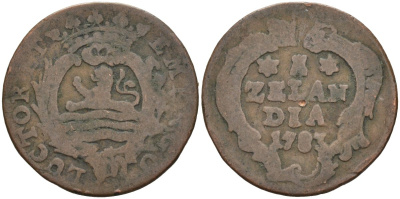 Зеландия (Zeeland), Нидерланды 1 дуит 1783 KM 101 медь 4577-143