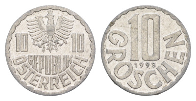 Австрия 10 грошей 1998 KM 2878 алюминий 4147-762
