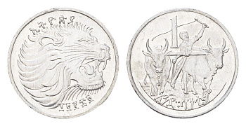 Эфиопия 1 сантим 1977 KM 43 алюминий 4668-549