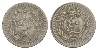 Турция 40 пара 1909 (1913) AH 1327, Османская Империя KM 766 никель 24-235