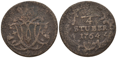 Кельн 1/4 штубера 1764 KM 161, Noss 791 медь 259-1127