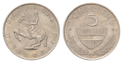 Австрия 5 шиллингов 1973 KM 2889a медно-никель 4671-645