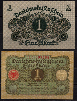 Германия 1 марка 1920 Pick 58 бумага aUNC 7198-18-2-2