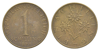 Австрия 1 шиллинг 1978 KM 2886 алюминиевая бронза 4561-835