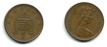 Великобритания 1 пенни 1974 Елизавета II (1952-2022) КМ 915, Spink B1 бронза 4110-753