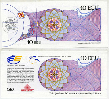 ГЕРМАНИЯ 10 ЭКЮ 1992 ПРОБНИК, МЮНХЕН ЭКСПО 92, СУВЕНИРНАЯ бумага UNC (ПРЕСС) 7146-28-1-2