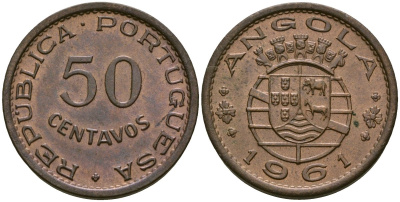 Ангола 50 сентаво 1961 KM 75 бронза 4132-1236