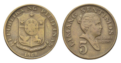Филиппины 5 сентимо 1968 KM 197 латунь 4705-747