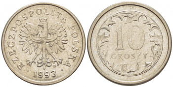 ПОЛЬША 10 ГРОШЕЙ 1993 MW KM 279 медно-никель 112-816
