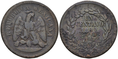 Мексика 1 сентаво 1892 Мо KM 391.6 медь 4586-433
