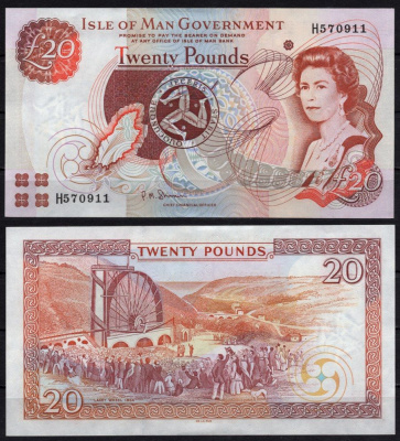 Остров Мэн 20 фунтов 2002 Елизавета II Pick 45 бумага UNC (пресс) 451-1340-1