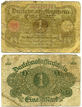 Германия 1 марка 1920 1 марта 1920, веймарская республика Pick 58, Rosenberg 64 бумага 3295-86-2-2