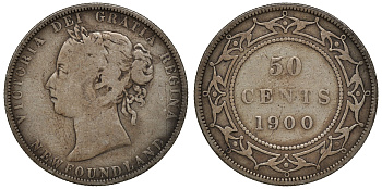 Ньюфаундленд 50 центов 1900 Виктория (1837-1901) KM 6 серебро    4044-1324