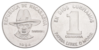 Никарагуа 1 кордоба 1984 KM 43a сталь плакированная никелем UNC 4641-346